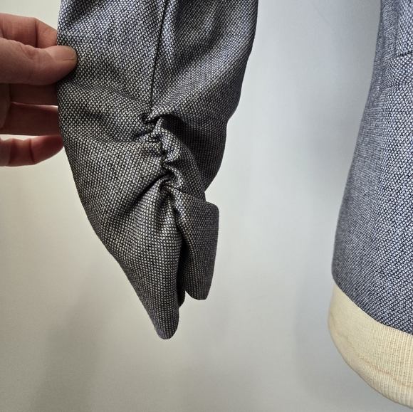 AMANDA + CHELSEA  Classic Grey Blazer With Ruched Sleeves. Size 2 - Picture 4 of 15